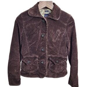 GAP Stretch Womens‎ Sz 6 Brown Corduroy Jacket Button Front Classic Coat